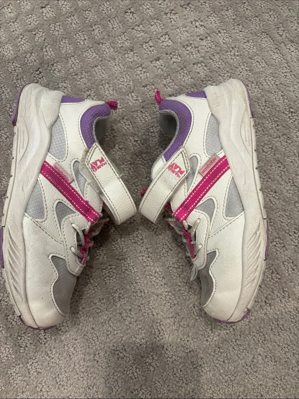 Kids White and Pink Stride Rite “Made to Play” Sneakers